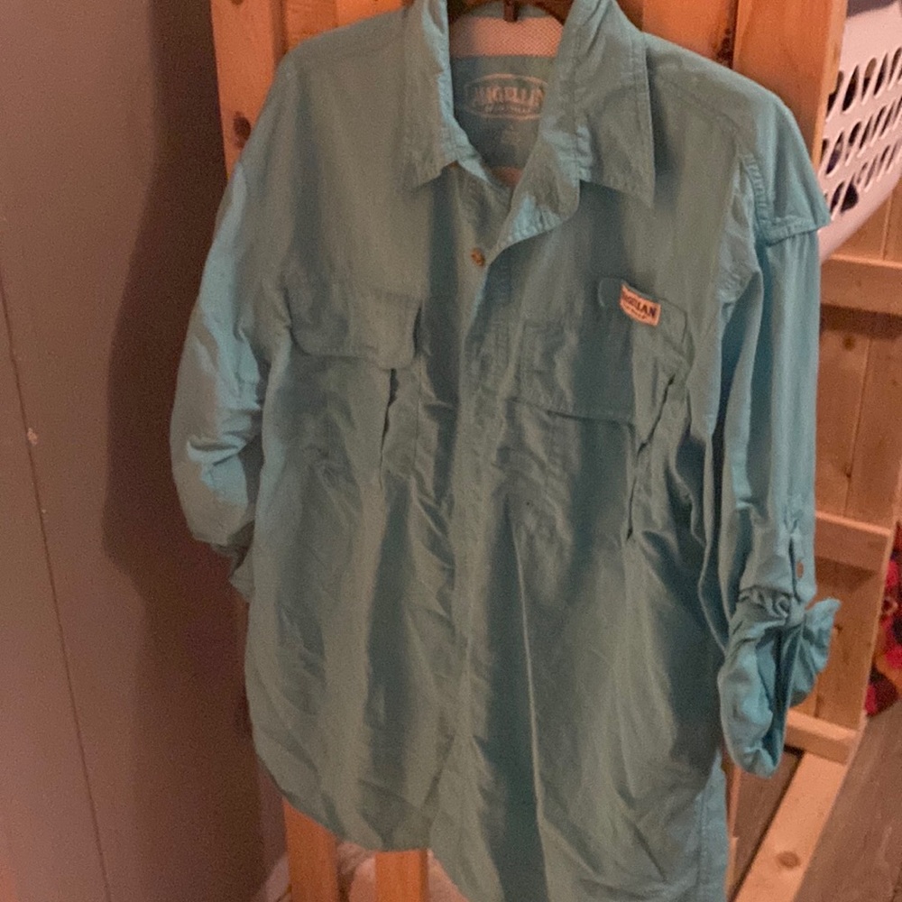 Magellan long sleeve fish gear shirt in blue